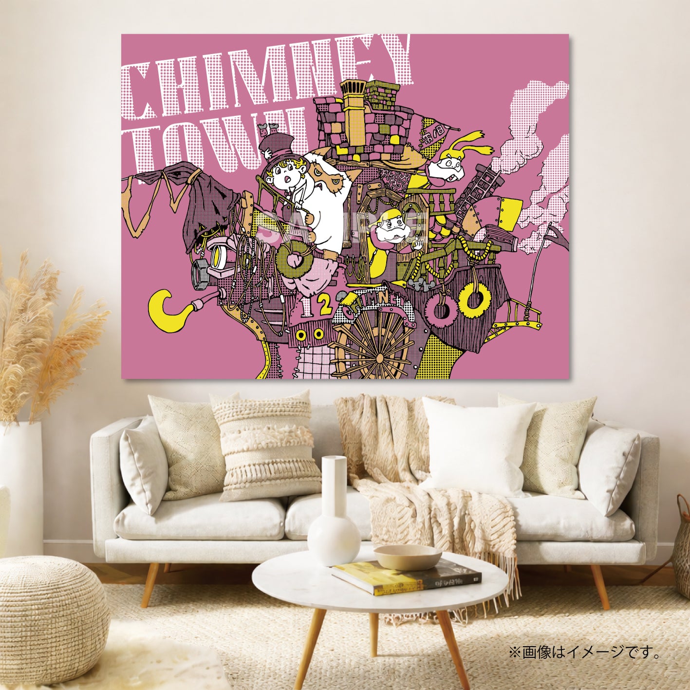 【限定1点】CHIMNEY TOWN アートパネル「船（ピンク）」
