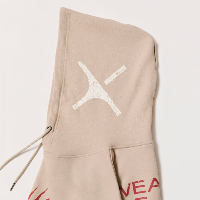 【ラスト10点のみ】【sXe x BAND SAURUS Hoodie】Eye of the REX & Slash：ベージュ（限定75+30着）